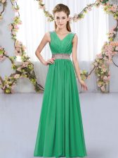 Stunning Floor Length Empire Sleeveless Turquoise Court Dresses for Sweet 16 Lace Up
