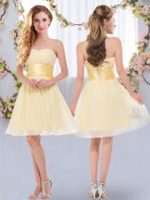 Adorable Yellow Dama Dress Wedding Party with Belt Sweetheart Sleeveless Lace Up
