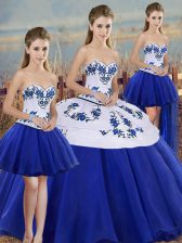  Floor Length Ball Gowns Sleeveless Royal Blue Quinceanera Dress Lace Up