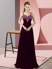 Clearance Beading Homecoming Dress Burgundy Zipper Sleeveless Floor Length