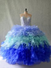 High Class Floor Length Ball Gowns Sleeveless Multi-color 15th Birthday Dress Lace Up