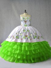  Ball Gowns 15 Quinceanera Dress Sweetheart Satin and Organza Sleeveless Floor Length Lace Up