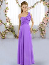  Floor Length Lavender Court Dresses for Sweet 16 One Shoulder Sleeveless Lace Up
