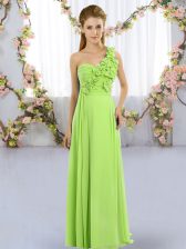  One Shoulder Neckline Hand Made Flower Quinceanera Dama Dress Sleeveless Lace Up
