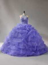 Cheap Sleeveless Court Train Beading and Pick Ups Lace Up Vestidos de Quinceanera
