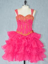  Halter Top Sleeveless Organza Beading and Ruffled Layers Lace Up