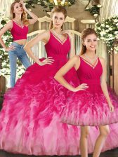  Multi-color V-neck Backless Ruffles Quinceanera Gowns Sleeveless