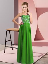  Floor Length Empire Sleeveless Green Prom Party Dress Lace Up