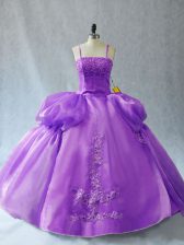  Spaghetti Straps Sleeveless Lace Up Sweet 16 Dress Lavender Organza