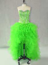  High Low A-line Sleeveless Prom Gown Lace Up