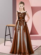 Popular Floor Length Empire Sleeveless Brown Dama Dress Zipper