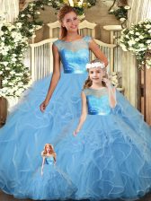 New Arrival Floor Length Ball Gowns Sleeveless Baby Blue Quinceanera Gown Backless