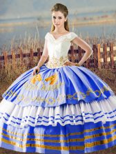 Best Selling Sleeveless Lace Up Asymmetrical Embroidery and Ruffled Layers Quinceanera Dress