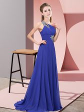 Captivating Purple Sleeveless Beading Floor Length Prom Party Dress