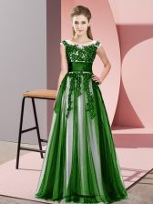 High Class Green Court Dresses for Sweet 16 Wedding Party with Beading and Lace Scoop Sleeveless Zipper