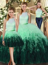 Custom Fit Multi-color Backless Quinceanera Gowns Ruffles Sleeveless Floor Length