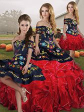 New Style Organza Sleeveless Floor Length Sweet 16 Dresses and Embroidery and Ruffles