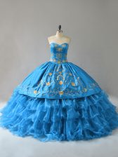 Sumptuous Blue Quince Ball Gowns Sweetheart Sleeveless Lace Up