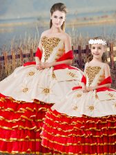  Organza Sleeveless Floor Length Quinceanera Gown and Beading and Ruffled Layers