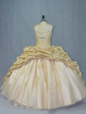 Fantastic Sleeveless Brush Train Lace Up Beading and Appliques Quinceanera Gowns