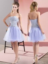 Fantastic Sweetheart Sleeveless Zipper Evening Dress Lavender Tulle