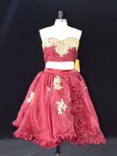  Organza Sleeveless Mini Length and Appliques and Ruffles