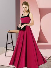  Floor Length Fuchsia Court Dresses for Sweet 16 Square Sleeveless Zipper