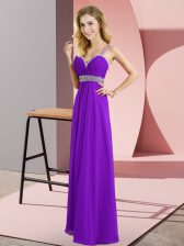  Purple Sleeveless Chiffon Criss Cross Prom Party Dress for Prom and Party