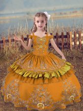  Brown Sleeveless Satin Lace Up Pageant Dress Toddler for Wedding Party