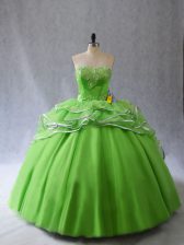 Modest Sleeveless Brush Train Appliques and Ruffles Sweet 16 Dresses
