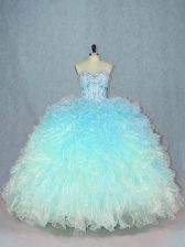 Classical Multi-color Quinceanera Gowns Sweet 16 and Quinceanera with Beading and Ruffles Sweetheart Sleeveless Lace Up