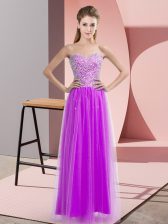 Sexy Lilac Sleeveless Tulle Lace Up Prom Evening Gown for Prom and Party
