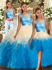 Trendy Multi-color Sleeveless Lace and Ruffles Floor Length Quinceanera Dress