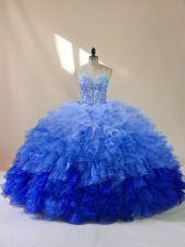 Amazing Floor Length Lace Up Vestidos de Quinceanera Multi-color for Sweet 16 and Quinceanera with Beading and Ruffles