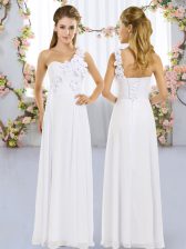 Wonderful Sleeveless Lace Up Floor Length Hand Made Flower Quinceanera Court of Honor Dress