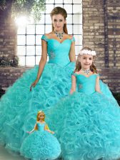 Dramatic Sleeveless Beading Lace Up Sweet 16 Dress