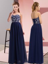 Ideal Sleeveless Lace Up Floor Length Beading Prom Evening Gown