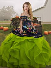 Great Ball Gowns Sweet 16 Quinceanera Dress Yellow Green Off The Shoulder Tulle Sleeveless Floor Length Lace Up