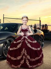  Burgundy Sleeveless Satin Lace Up Kids Formal Wear for Wedding Party