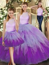  Multi-color Sleeveless Organza Backless 15th Birthday Dress for Military Ball and Sweet 16 and Quinceanera