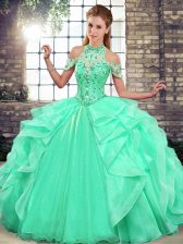 Fantastic Organza Sleeveless Floor Length Vestidos de Quinceanera and Beading and Ruffles