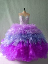  Organza Sleeveless Floor Length Sweet 16 Dresses and Beading and Ruffles