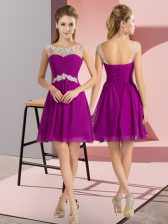 Fashion Mini Length Empire Cap Sleeves Purple Quinceanera Dama Dress Lace Up