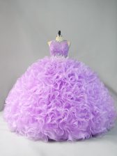 Dynamic Beading and Ruffles 15 Quinceanera Dress Lavender Zipper Sleeveless Floor Length