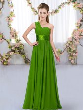  Sleeveless Lace Up Floor Length Belt Quinceanera Dama Dress