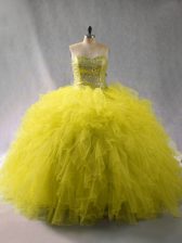 Glittering Green Sweetheart Neckline Beading and Ruffles Quinceanera Gown Sleeveless Lace Up