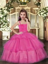  Sleeveless Lace Up Floor Length Ruffled Layers Pageant Gowns For Girls