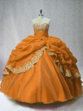 Decent Floor Length Lace Up Quinceanera Dresses Brown for Sweet 16 and Quinceanera with Beading and Appliques and Pick Ups
