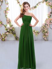  Chiffon Sleeveless Floor Length Dama Dress and Ruching