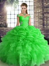 Organza Sleeveless Floor Length Quinceanera Gown and Beading and Ruffles and Pick Ups